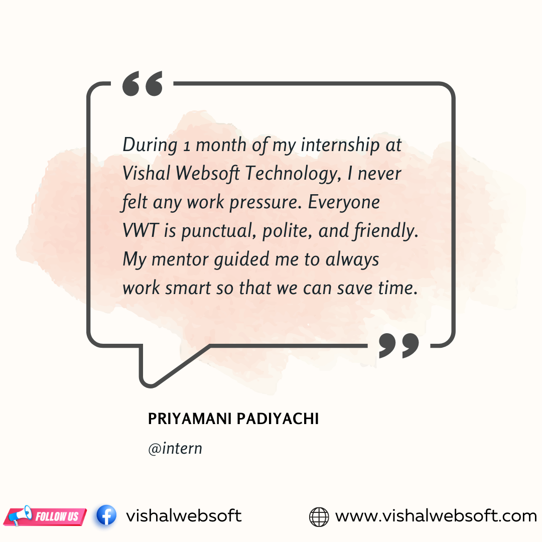 My Internship Journey at Vishal Websoft